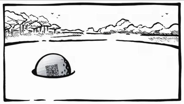 ゴルフボールにQRコード・100倍ズーム広告版…めんどくさくなるほど効果が大きくなるとは